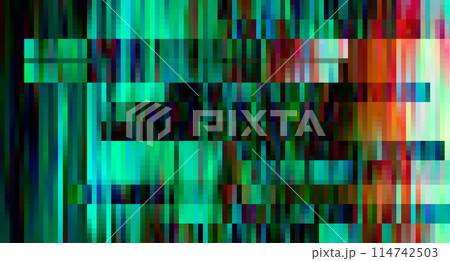 Trendy glitch pattern on dark background. Modern style vector. Abstract geometric elements 114742503