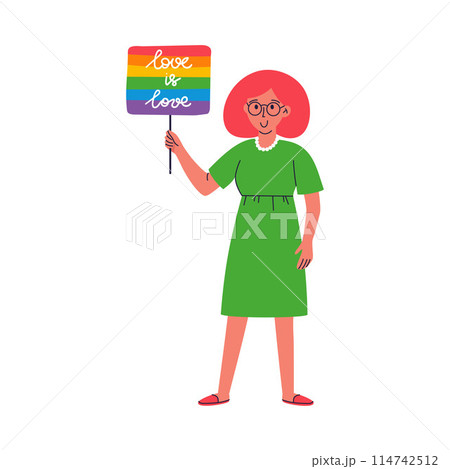 A woman holding a sign that says love is love 114742512