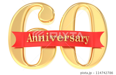 Year Anniversary Number Gold 3D 114742786