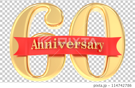 Year Anniversary Number Gold 3D 114742786