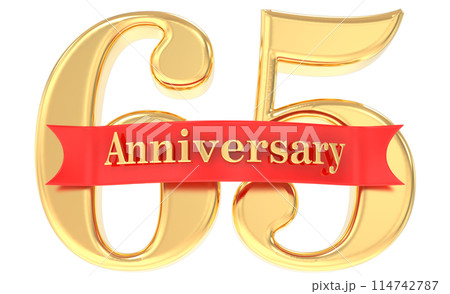 Year Anniversary Number Gold 3D 114742787