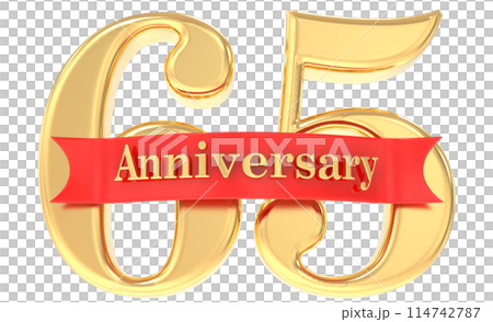Year Anniversary Number Gold 3D 114742787
