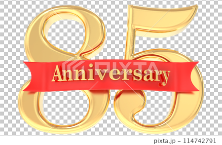 Year Anniversary Number Gold 3D 114742791