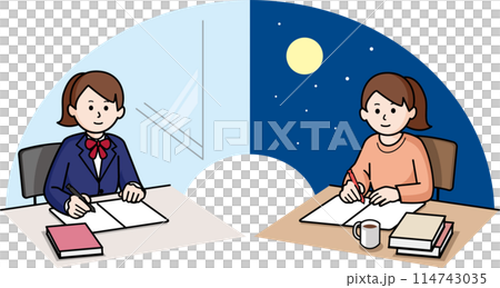 女學生的日間課程和晚自習 女學生的日間課程和晚自習 114743035