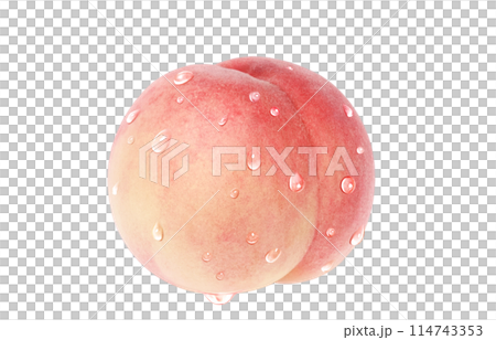 桃 イラスト リアル 白バック 114743353