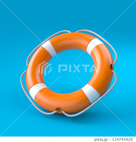 Life preserver is shown in a blue background Life preserver is shown in a blue background 114743428