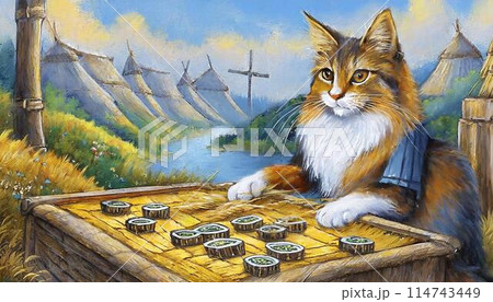 麻雀をしている、猫(安牌がない) 114743449