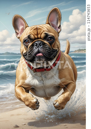 French Bulldog Sketch Color Wall Art. French Bulldog Sketch Color Wall Art. 114743653