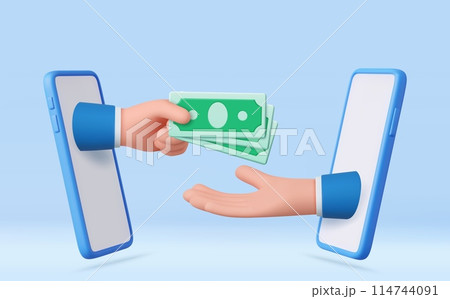 3d Cartoon character hands give and take money 3d Cartoon character hands give and take money 114744091