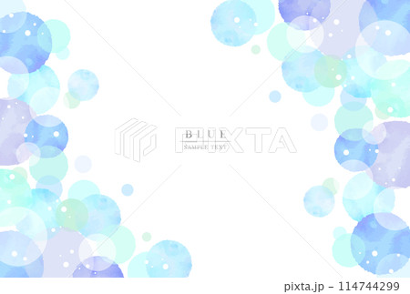 ブルーの幻想的な水玉背景 （水彩風ベクター）  114744299