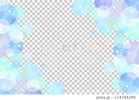 ブルーの幻想的な水玉背景 （水彩風ベクター）  114744299