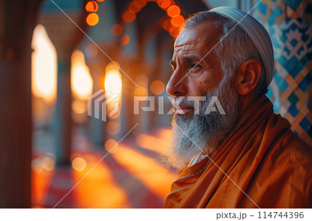 portrait of elderly muslim man in the mosque 114744396