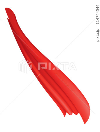 Woman superhero silhouette costume element. Scarlet fabric silk cloak. Mantle costume or cover cartoon vector illustration 114744544