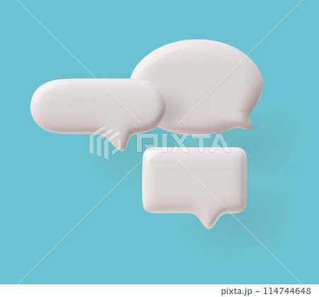 Vector 3D illustration with icons of three empty speech bubbles on a blue background 114744648