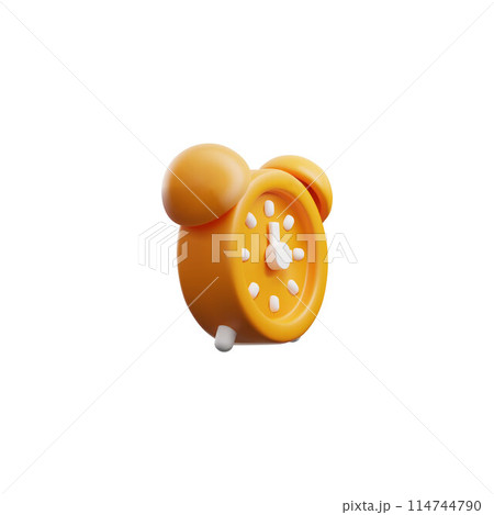 Whimsical yellow 3D alarm clock icon vector illustration 114744790