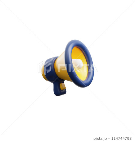 3D vector of yellow loudspeaker in cartoon style on isolated background. 114744798
