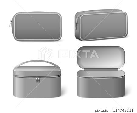 Portable cosmetic bag mockup vector illustration set 114745211
