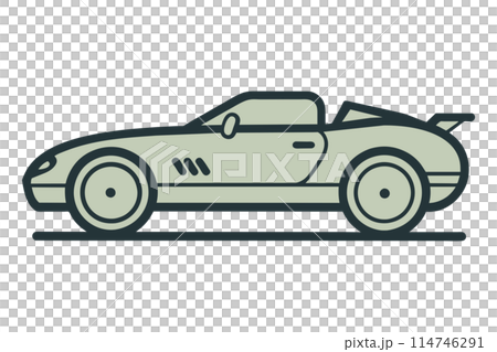 Roadster Cartoon Car Icon Grey and Black Outlined, Sports Car, Supercar , Clip Art, Vector, Transparent Background, Png 114746291
