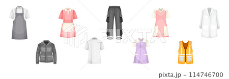 Uniform and Workwear Clothes for Professional Staff Vector Set 114746700