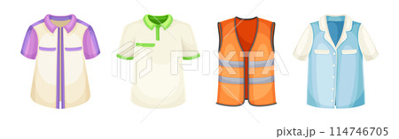 Uniform and Workwear Clothes for Professional Staff Vector Set Uniform and Workwear Clothes for Professional Staff Vector Set 114746705