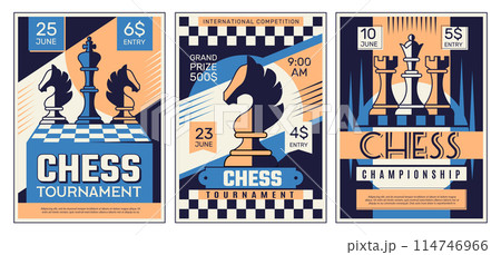 Chess poster. Placard for tournament invitation chess competition recent vector sport club banners with place for text Chess poster. Placard for tournament invitation chess competition recent vector sport club banners with place for text 114746966