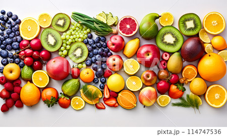 Fresh and vibrant fruits artfully displayed onのイラスト