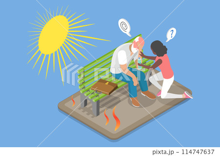 3D Isometric Flat Vector Illustration of Extreme Heat, Strong Sunlight, Hot Summer Day 3D Isometric Flat Vector Illustration of Extreme Heat, Strong Sunlight, Hot Summer Day 114747637