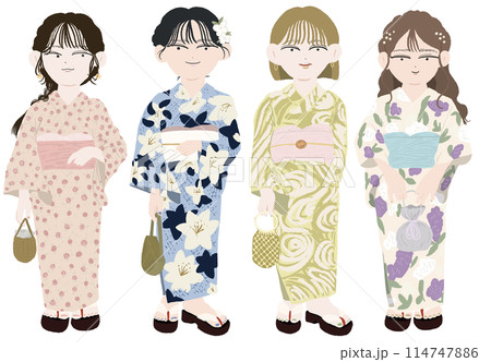 浴衣を着た若い女性 114747886