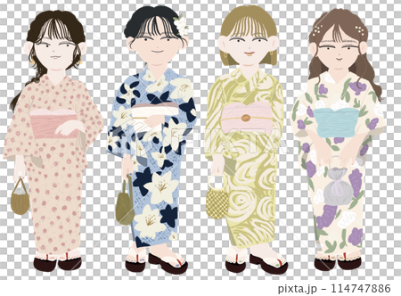 浴衣を着た若い女性 114747886