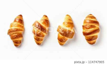 Delightful croissants captured on a pristine white background 114747905
