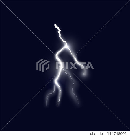 Vector lightning on the dark sky. Isolated background. 114748002