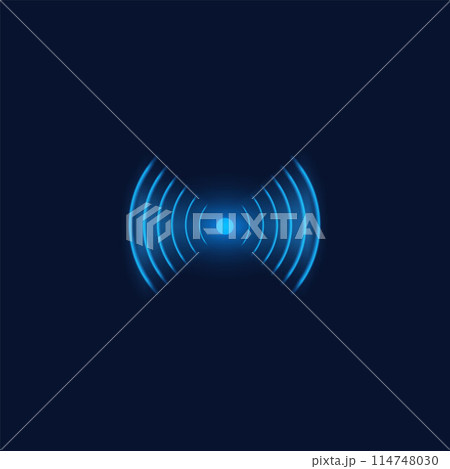 Vector illustration of a wireless network: Wi-Fi waves with radio on a blue background Vector illustration of a wireless network: Wi-Fi waves with radio on a blue background 114748030