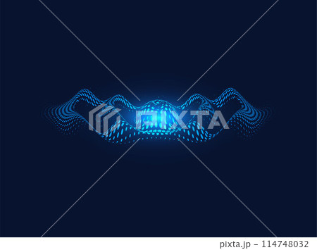 Modern vector illustration of blue pulsating Wi-Fi signal. 114748032