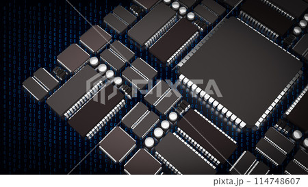 The Ic and pcb Board for technology or it concept 3d rendering. The Ic and pcb Board for technology or it concept 3d rendering. 114748607