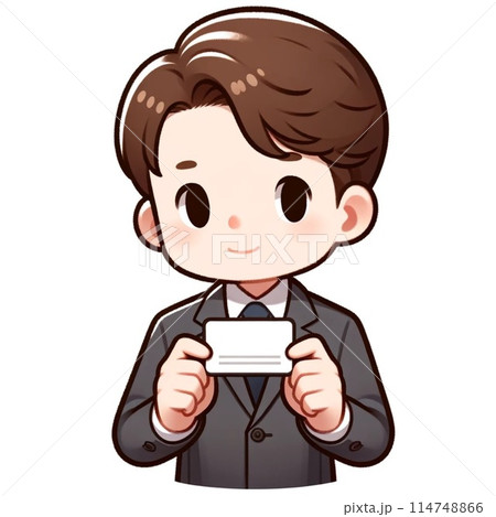 名刺を手に持っているビジネスマン 114748866