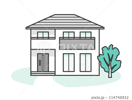 モダンでオシャレな一戸建ての家のイラスト 114748932