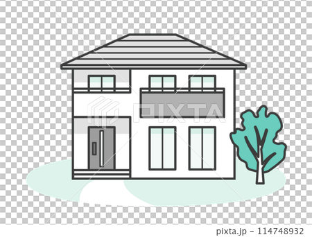 モダンでオシャレな一戸建ての家のイラスト 114748932