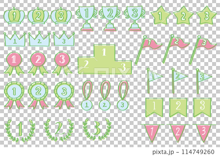 Cute and easy-to-use hand-drawn ranking icon set - Pop Cute and easy-to-use hand-drawn ranking icon set - Pop 114749260