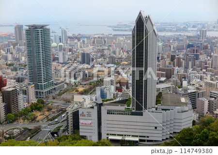 神戸市の生田川から神戸港へかけての景観（ロープウェイからの展望） 114749380