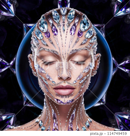 Futuristic Crystal Face Art Futuristic Crystal Face Art 114749459