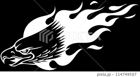 Eagle head in white line on black background 114749587