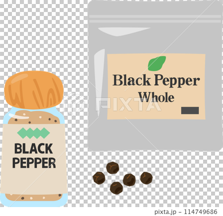 市販の粉胡椒と粒胡椒 114749686