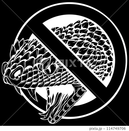 snake head in white line on black background 114749706