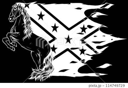 horse in white line on black background 114749729