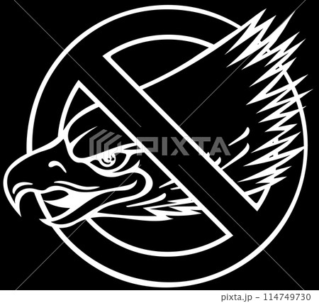Eagle head in white line on black background 114749730