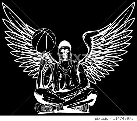 Basketball player with a ball outline vector illustration Basketball player with a ball outline vector illustration 114749973