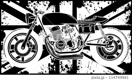 Cafe racer motorcycle bike outline vector illustration. 114749981