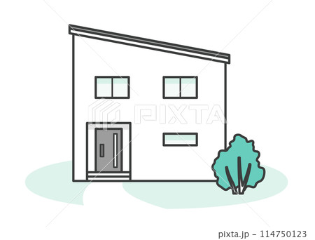モダンでオシャレな一戸建ての家のイラスト モダンでオシャレな一戸建ての家のイラスト 114750123