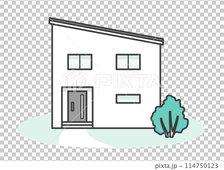 モダンでオシャレな一戸建ての家のイラスト モダンでオシャレな一戸建ての家のイラスト 114750123