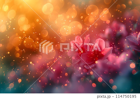 花とキラキラの背景15　AI生成画像 114750195